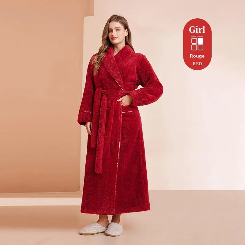 Winter flannel bathrobe with thick 301-350g/m² fabric in 2102 navy blue colour, European/American style