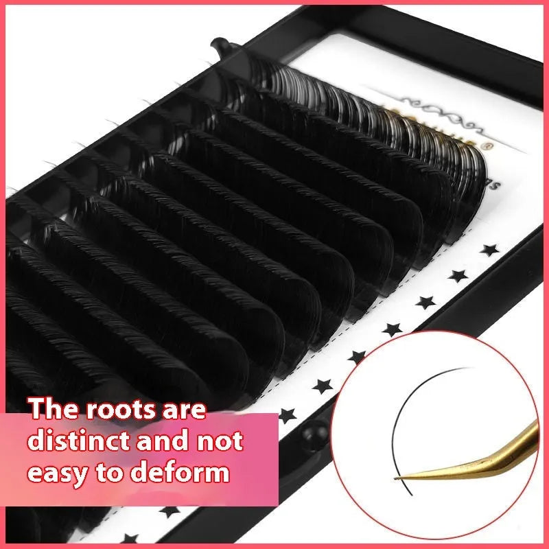 16-row dense false eyelashes made from mink hair with matte finish, showing length options from 8mm to 18mm