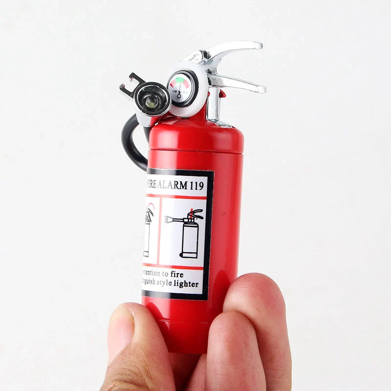 Creative fire extinguisher-shaped lighter in red with light, refillable and eco-friendly