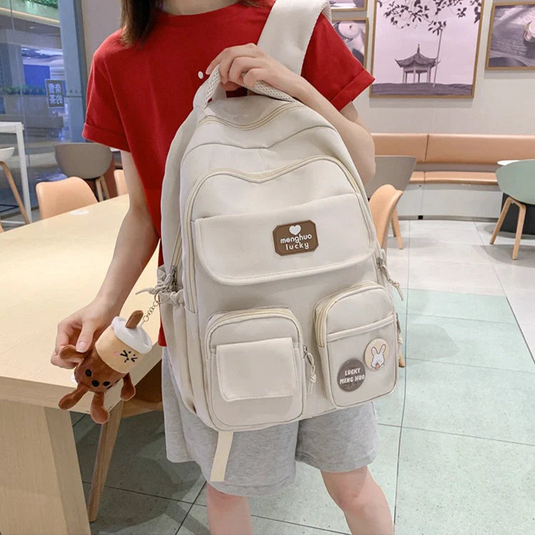 Stylish preppy backpack for women with large capacity and multiple pockets