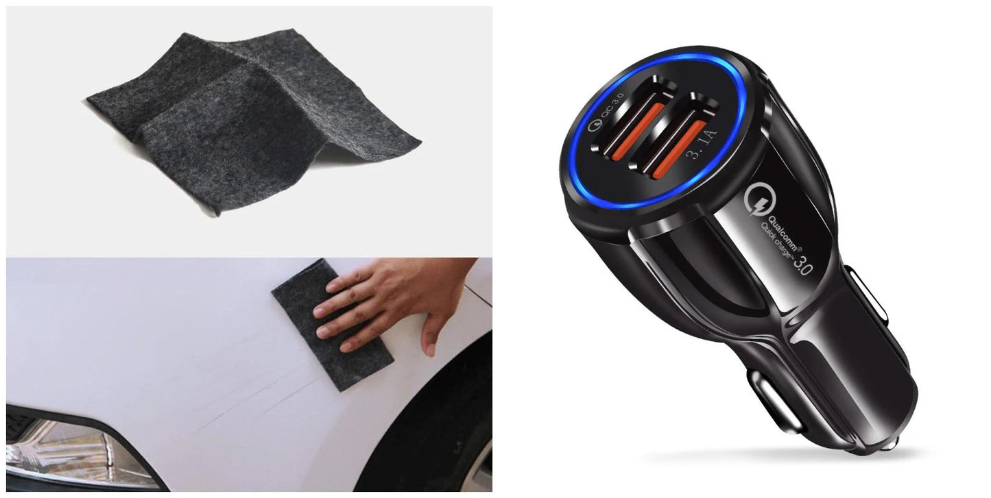 Leather grain gravity mobile phone car holder in black and white, compatible with most smartphones