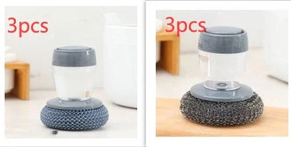 Kitchen Soap Dispensing Palm Brush Cleaner with Push-Type Design for efficient cleaning