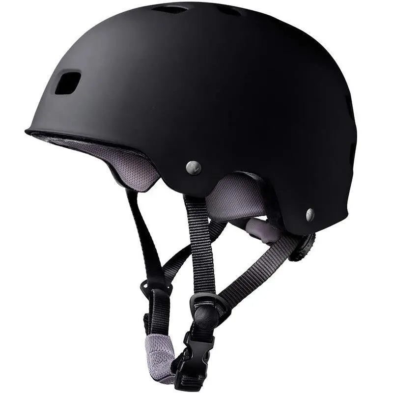 Children's skateboarding helmet in solid colour with ABS shell, shown in size S, M, and L.