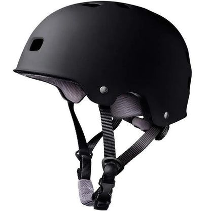 Children's skateboarding helmet in solid colour with ABS shell, shown in size S, M, and L.