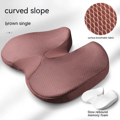 Curved bevel seat cushion in solid colour for tailbone support with memory foam core