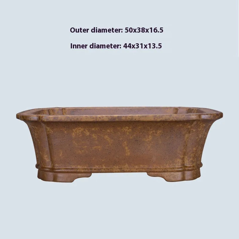 Purple sand rectangular flowerpot with segment design and double drainage angles for home gardening