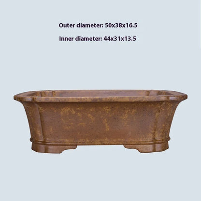 Purple sand rectangular flowerpot with segment design and double drainage angles for home gardening