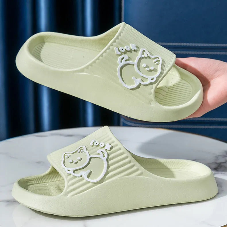 Women's cat design platform slippers in EVA material available in seven colours with non-slip sole