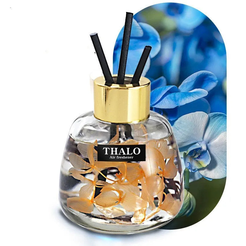 Glass car perfume ornament bottle with loose incense in six scent options for vehicle decoration
