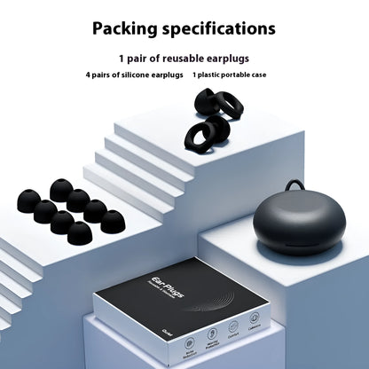 A pair of silicone soundproof earplugs in one of five colours: black, blue, green, purple, or white.