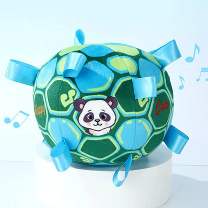 15cm interactive ball dog toy for aggressive chewers with plush handle and bell