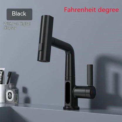 Smart Digital Display Pull-Out Faucet with 360-degree rotating spout, pull-out hose, and intuitive temperature display