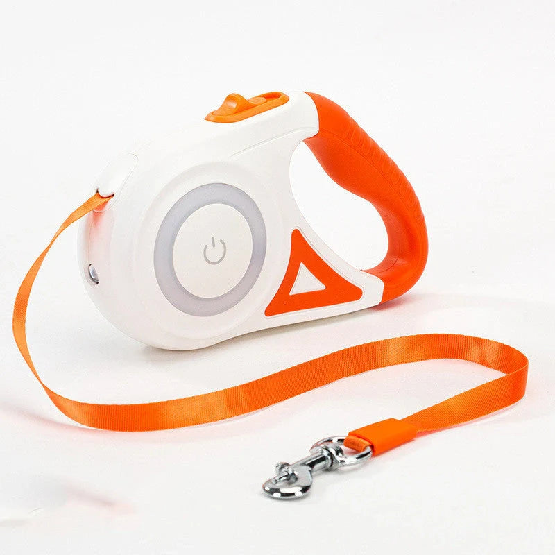 Retractable dog leash with automatic lock in Dream Purple, Sunshine Orange, and Mint Green