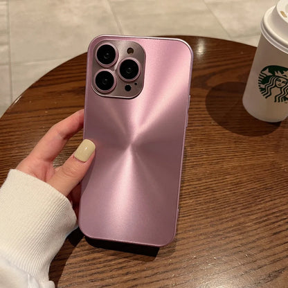 Dustproof metal iPhone case with raised lens protector in dark purple colour