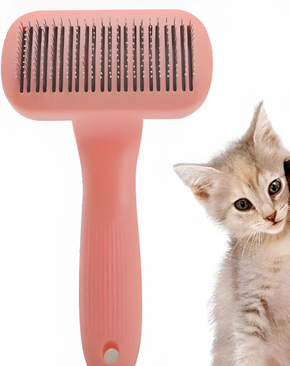 144g plastic pet needle comb for dogs and cats, shown in pink and blue colour options