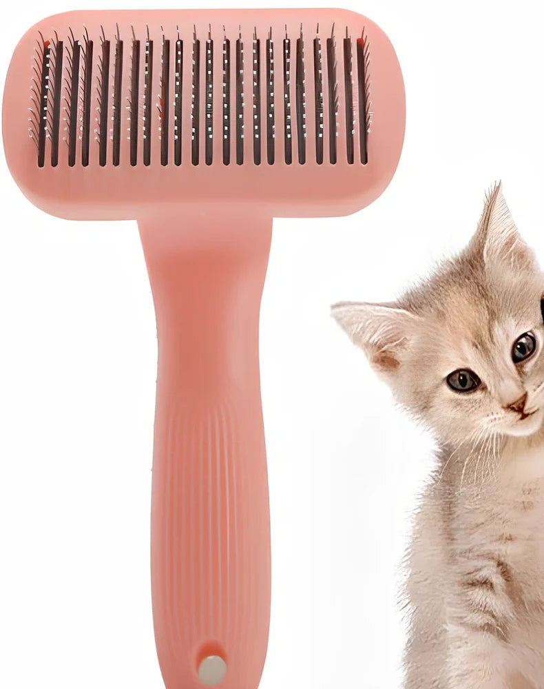 Blue plastic pet needle comb with closely spaced teeth for dog and cat grooming