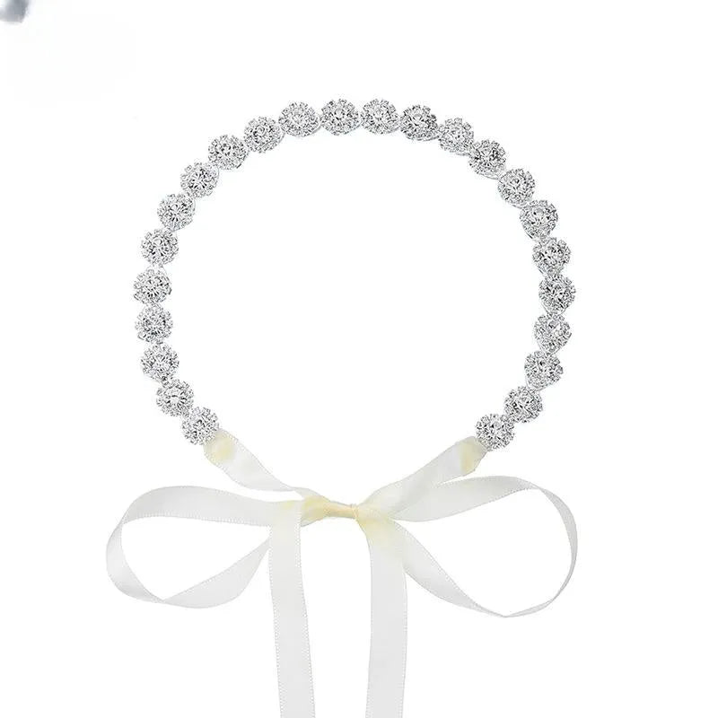 Bridal rhinestone sunflower hair band in silver, rose gold, or gold metal for wedding and banquet styling