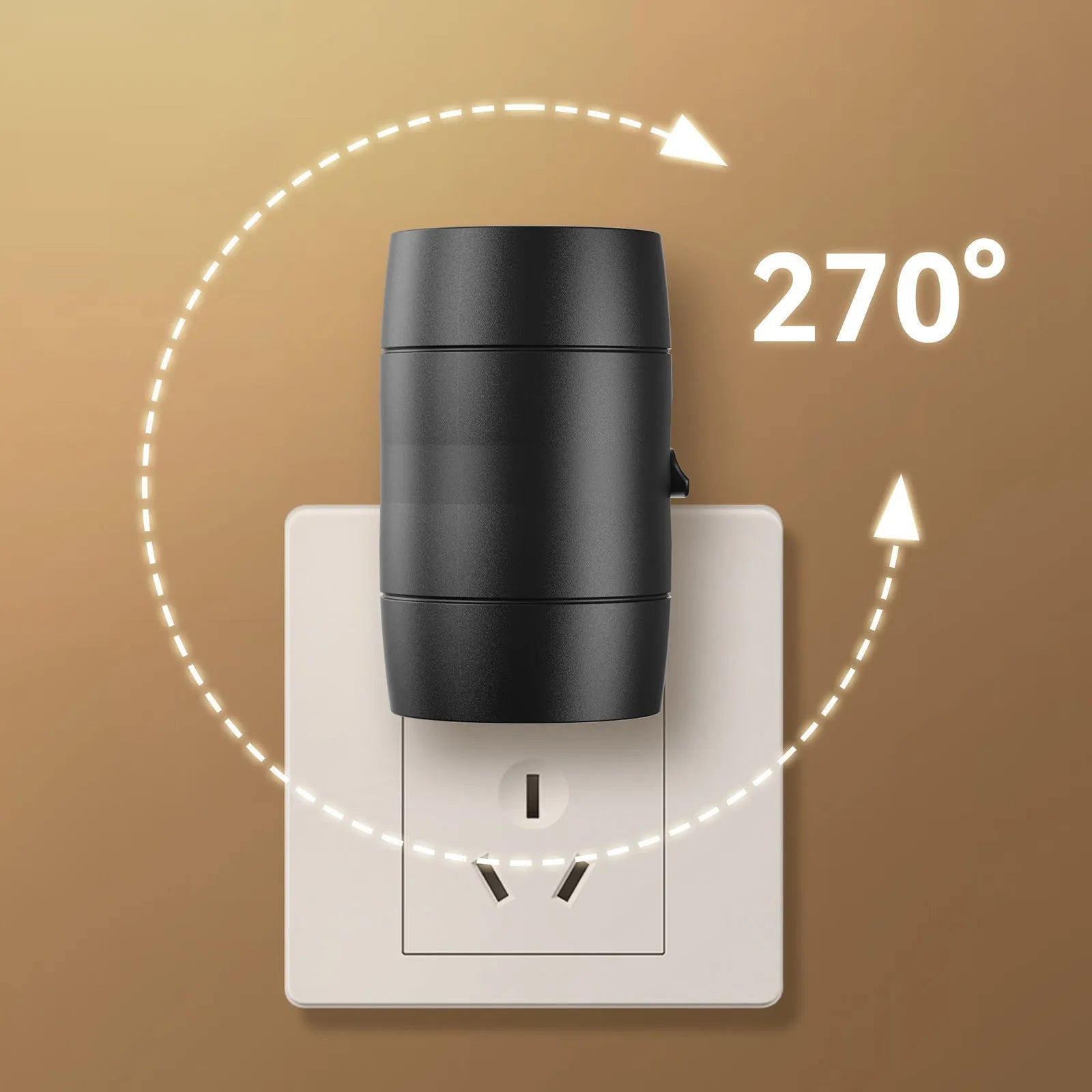 Direct plug-in bedside night lamp with adjustable brightness controls and rotating head in warm 3000K light colour
