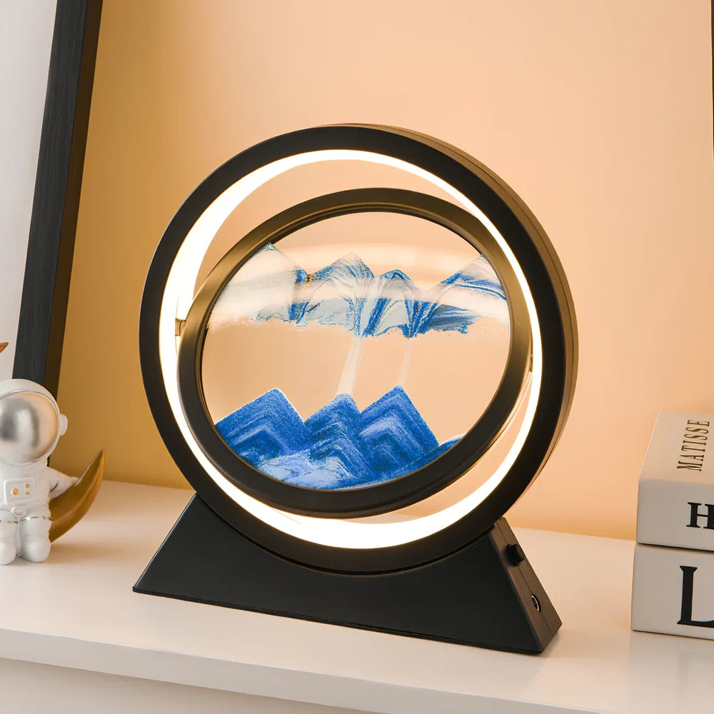 3D dynamic art ornament with quicksand motion effect in blue colour, 24cm height