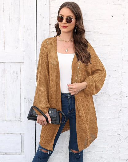 Women's loose acrylic sweater coat in free size showing Army Green colour option