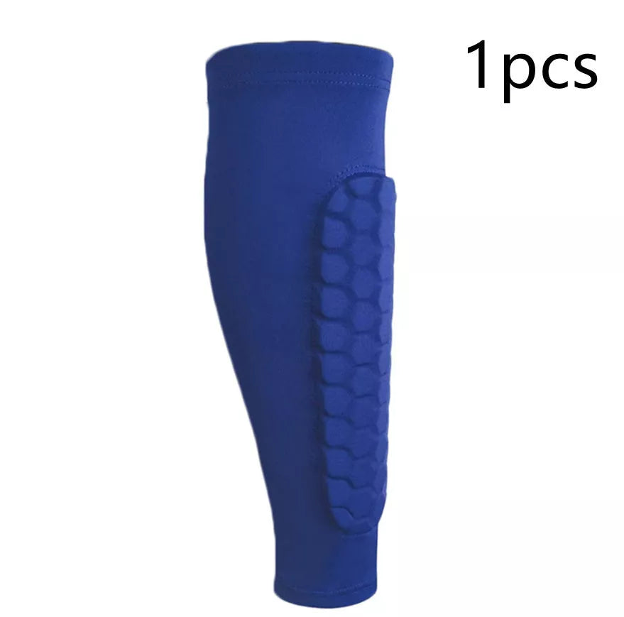 Men's anti-collision non-slip honeycomb shank protection foot sock in black, blue, and white