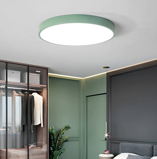 Modern minimalist circular LED ceiling light with 220mm diameter and remote control for dimming