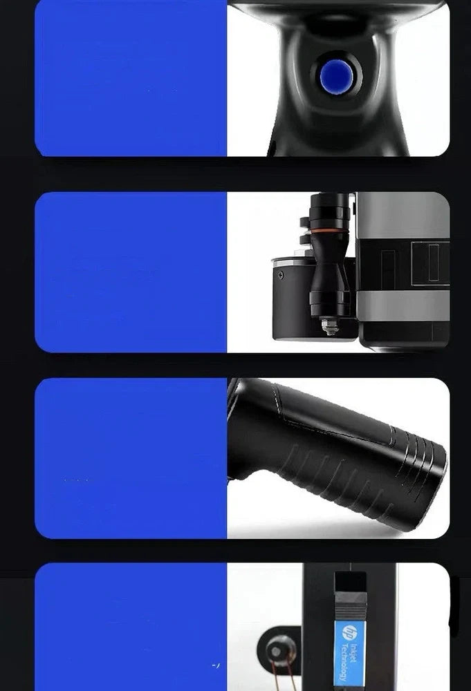 Hand-held inkjet printer with 12.7mm print head, black ink, dimensions 100x120x200mm for industrial marking