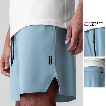 Men's seamless quick-drying sports shorts in chemical fibre blend fabric available in four colours