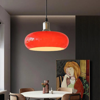 Bauhaus three headed egg tart pendant light with milk white glass shades