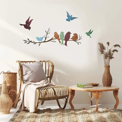 Iron bird branch wall decoration measuring 40cm by 10cm in European-style design