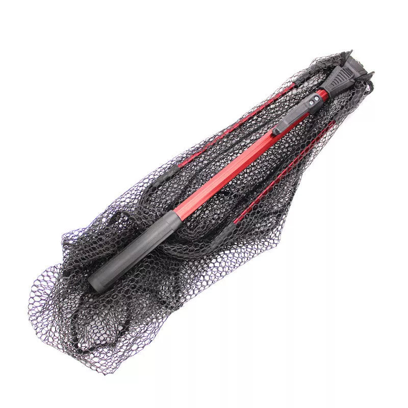 Red aluminum alloy single section triangular folding dip net for fly fishing