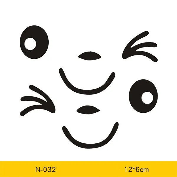 Reflective cartoon car stickers on vehicle rearview mirror in black and white styles