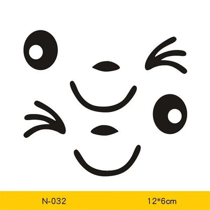 Reflective cartoon car stickers on vehicle rearview mirror in black and white styles