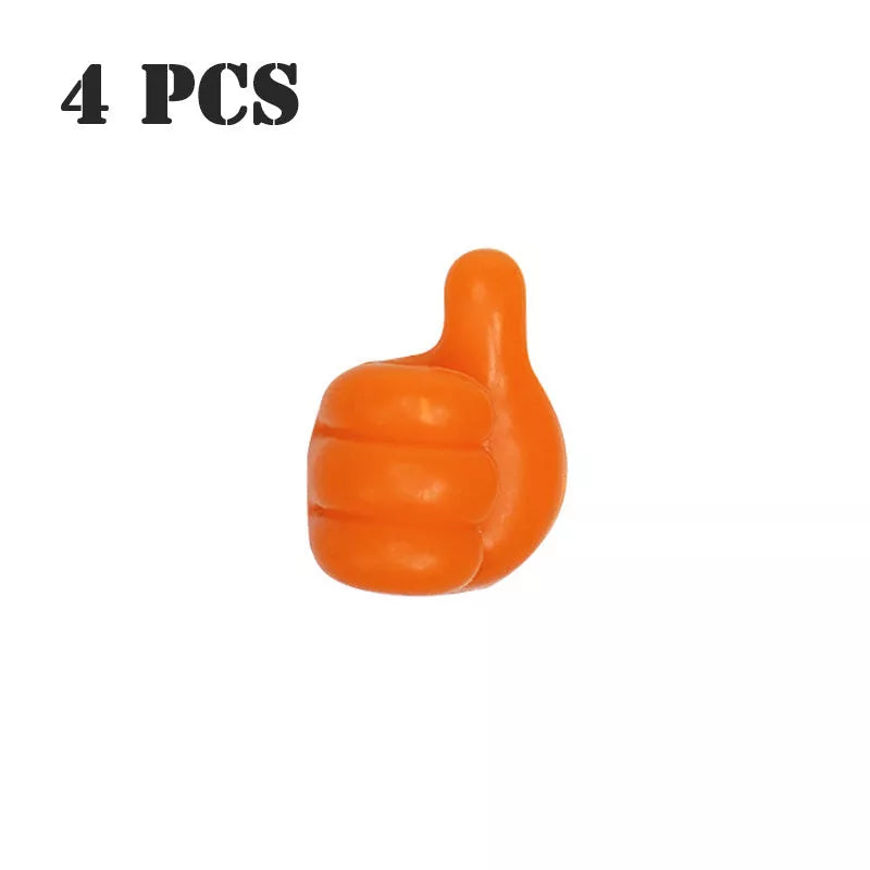 Silicone thumb wall hooks in various colors for organizing kitchen and bathroom items