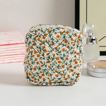 Women's key storage bag with floral patterns including cherry on white background design