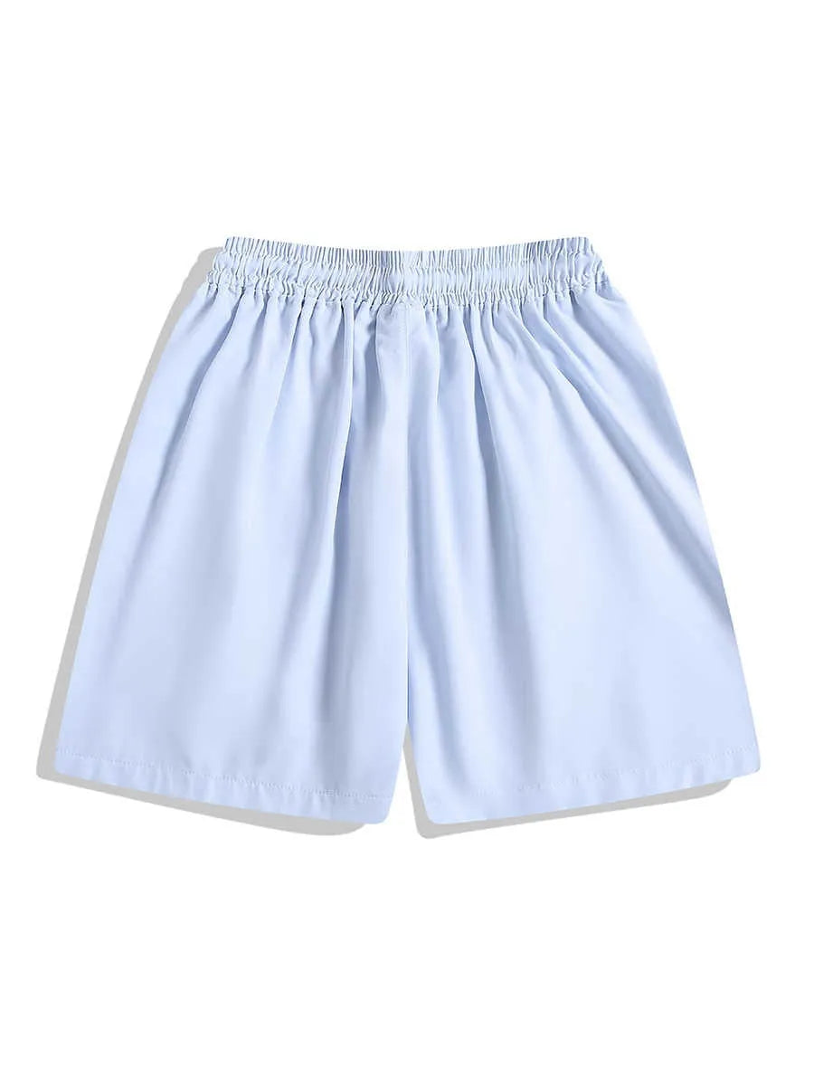 Men's black loose-fit quick-dry sports shorts with elastic waist, shown above the knee.