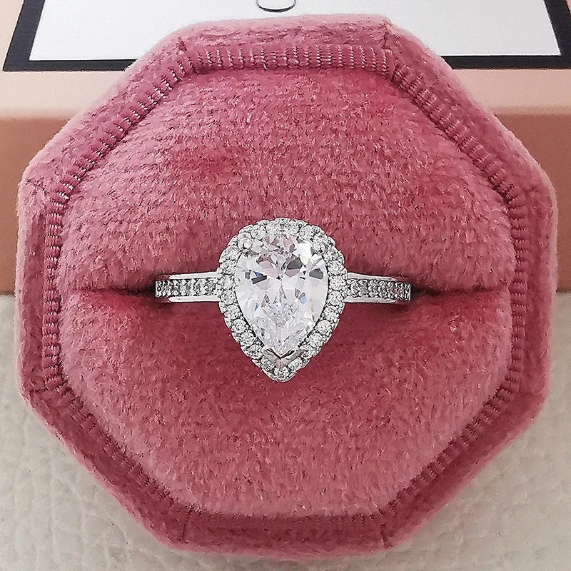 Chic multicolor cubic zirconia wedding rings for women featuring a sleek geometric design and premium copper construction