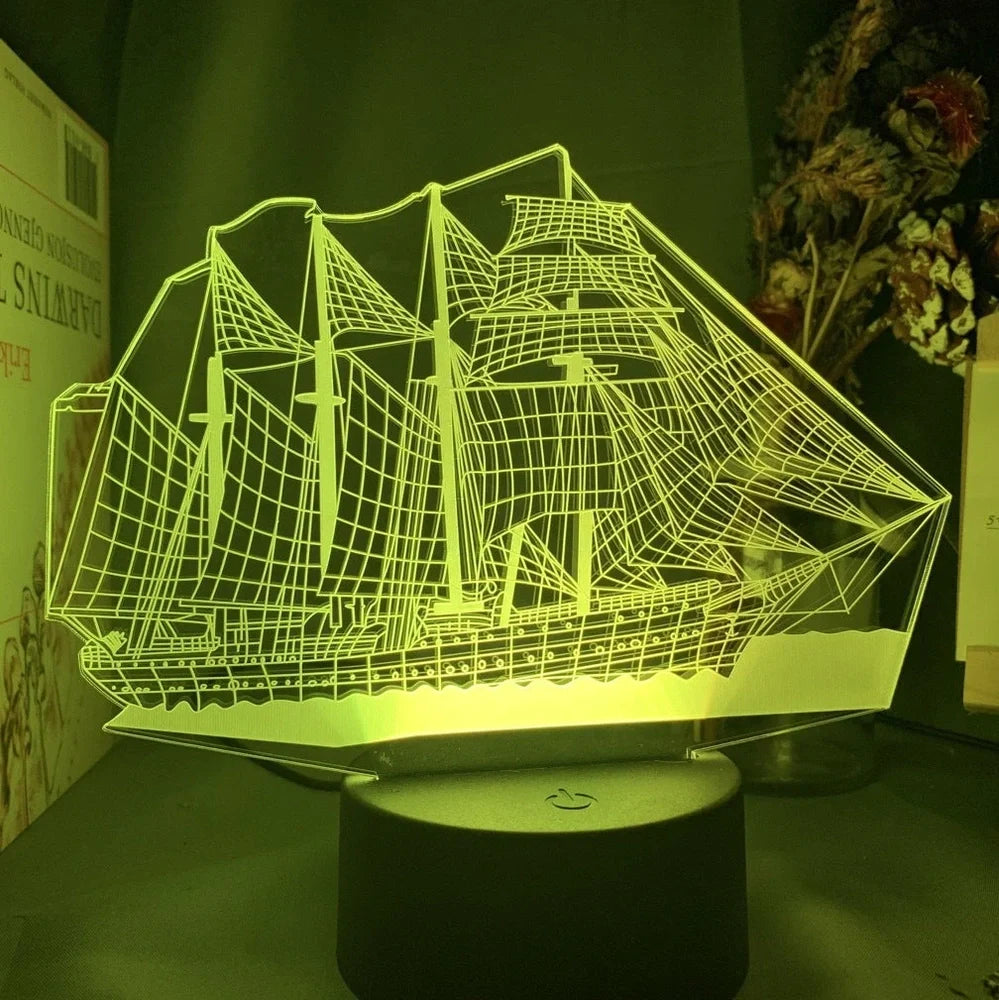 Custom 3D airplane hologram night light with optical acrylic panel and ABS base showing colour-changing illumination