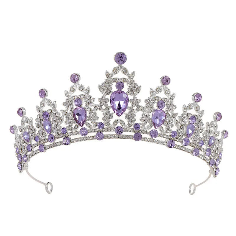 Baroque crown bride headdress in alloy with rhinestone embellishment on a white background.