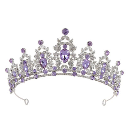 Baroque crown bride headdress in alloy with rhinestone embellishment on a white background.