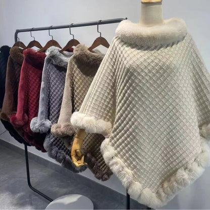 Luxury Rex Rabbit Fur Shawl Cape for Women in various colors