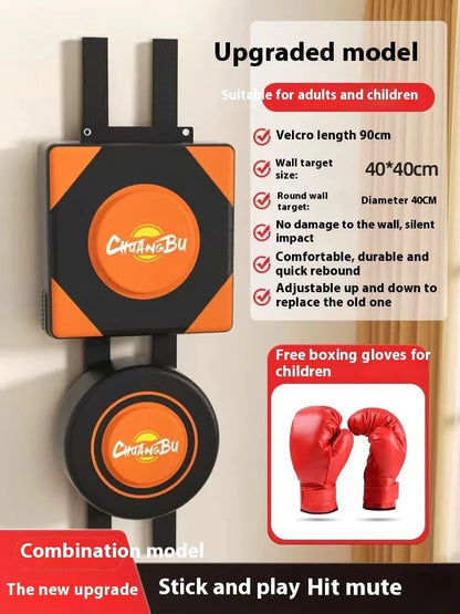 PU hanging boxing sandbag wall target for home fitness training in 30cm and 40cm sizes.
