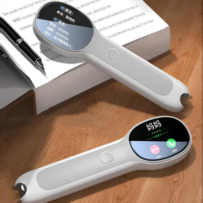 White universal reading pen with USB cable for language learning and translation