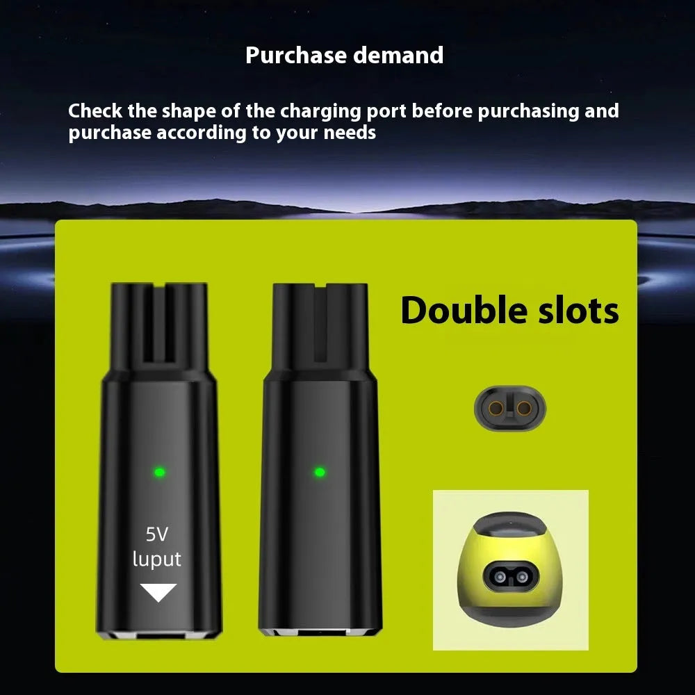USB-C electric shaver hair clipper charging adapter with aluminium alloy housing measuring 6.5cm