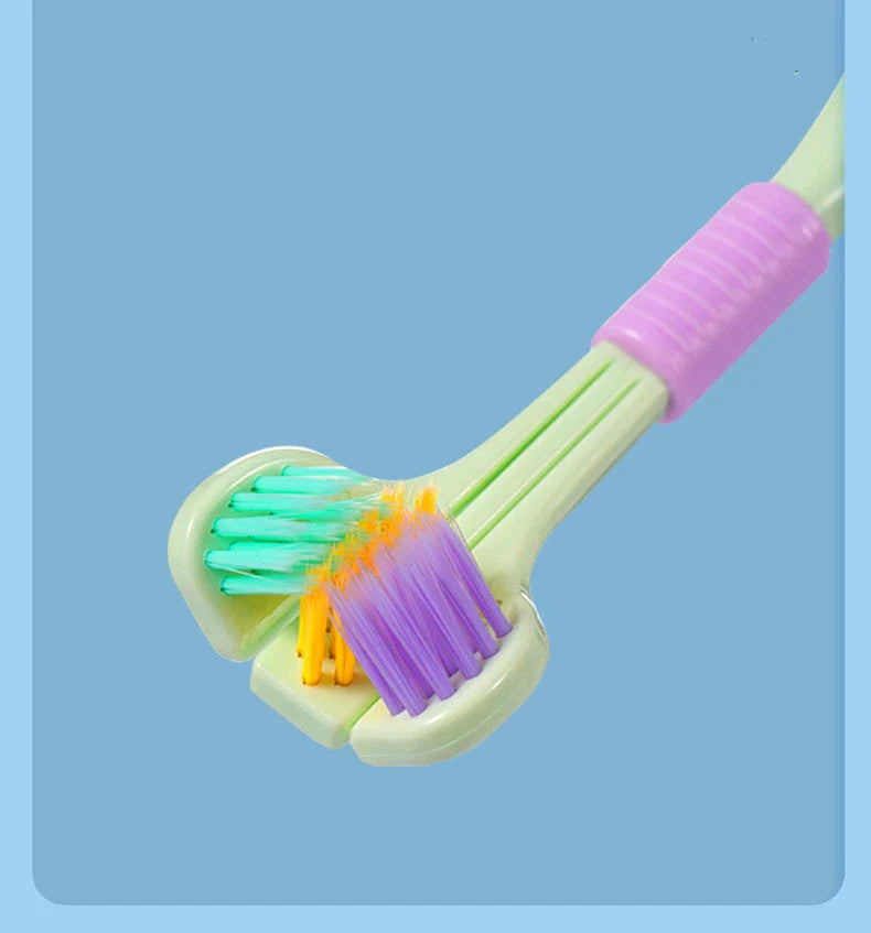 Soft Bristle Tri-Angle Toothbrush with customizable features for deep cleaning and travel convenience