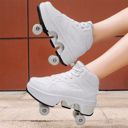 Double wheel row sneakers for boys and girls with PU wheels in various colors