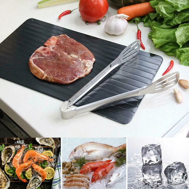 Fast defrost tray aluminium kitchen gadget thaw frozen food meat fish fruit plate board defroster thawing master non-electric natural quick defrost in minutes