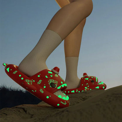 Cozy luminous shark-themed slippers with non-slip soles and waterproof construction for comfortable indoor use