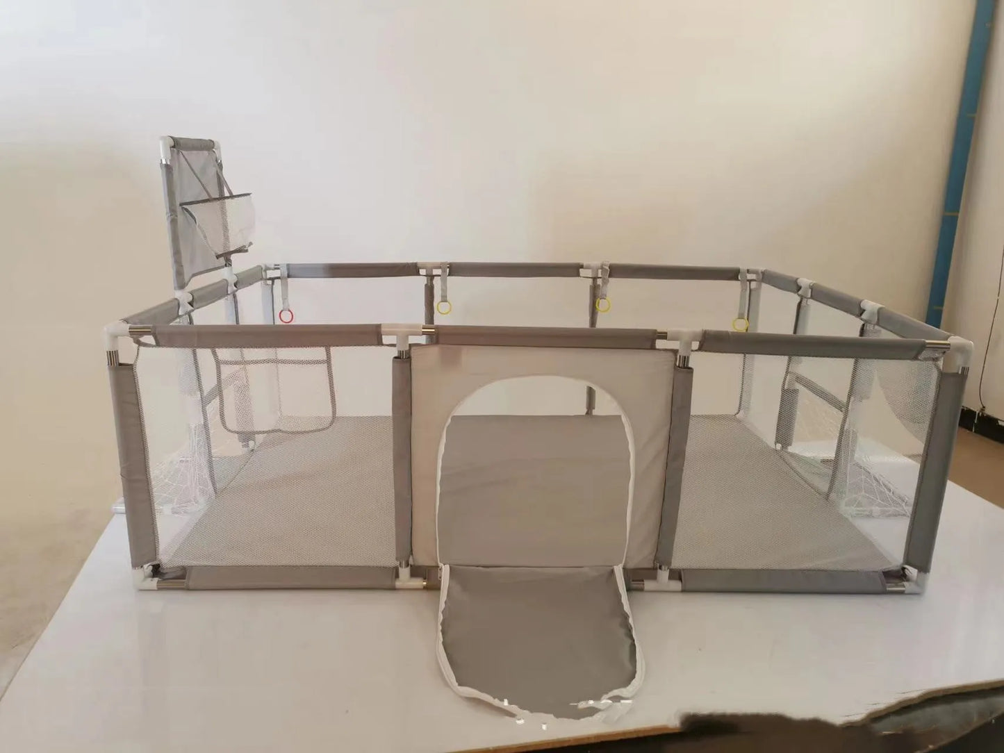 Children's playpen tent with steel pipe framework and Oxford cloth fencing in multiple colour options