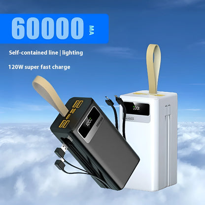 Large capacity portable power bank in Samurai Black or Knight White with fast charging double line, 168x70x54mm